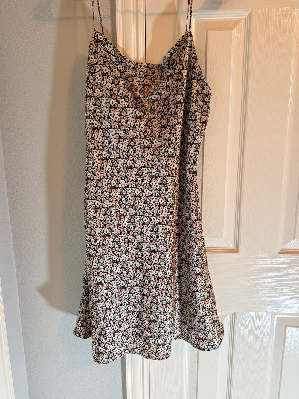Abercrombie & Fitch Black Floral Slip Dress with White and Coral Flowers